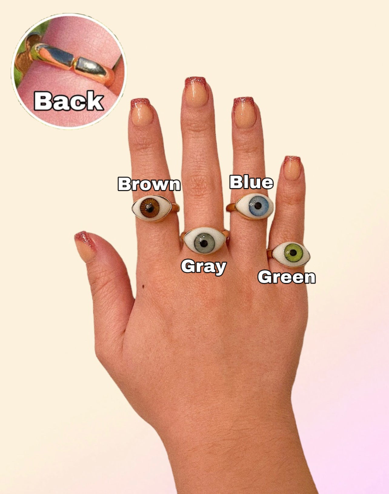 Small Glass Eye Rings