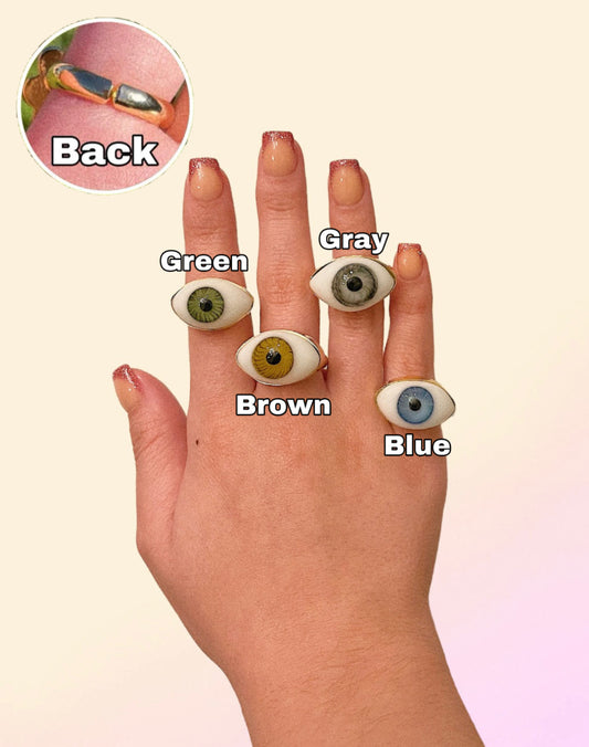 Large Glass Eye Rings