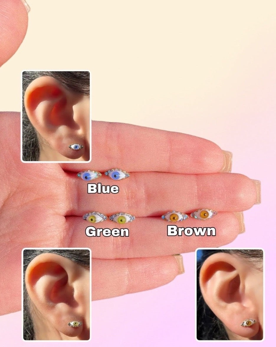 Glass Eye Stud Earrings